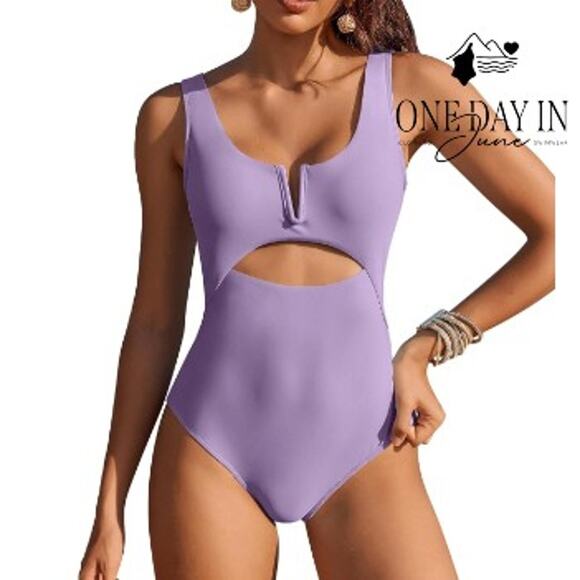Aimage V Wire Cut Out One Piece Swimsuit Size XL - Picture 1 of 7